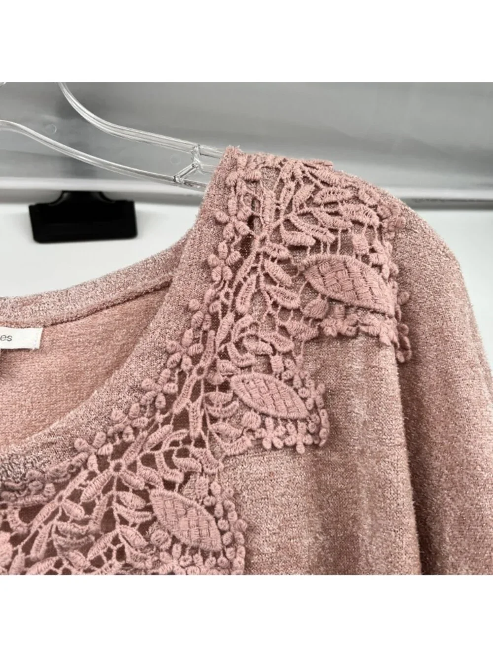 Maurices Womens Pink/Silver Glitter Sweater Embroidered Size 2X